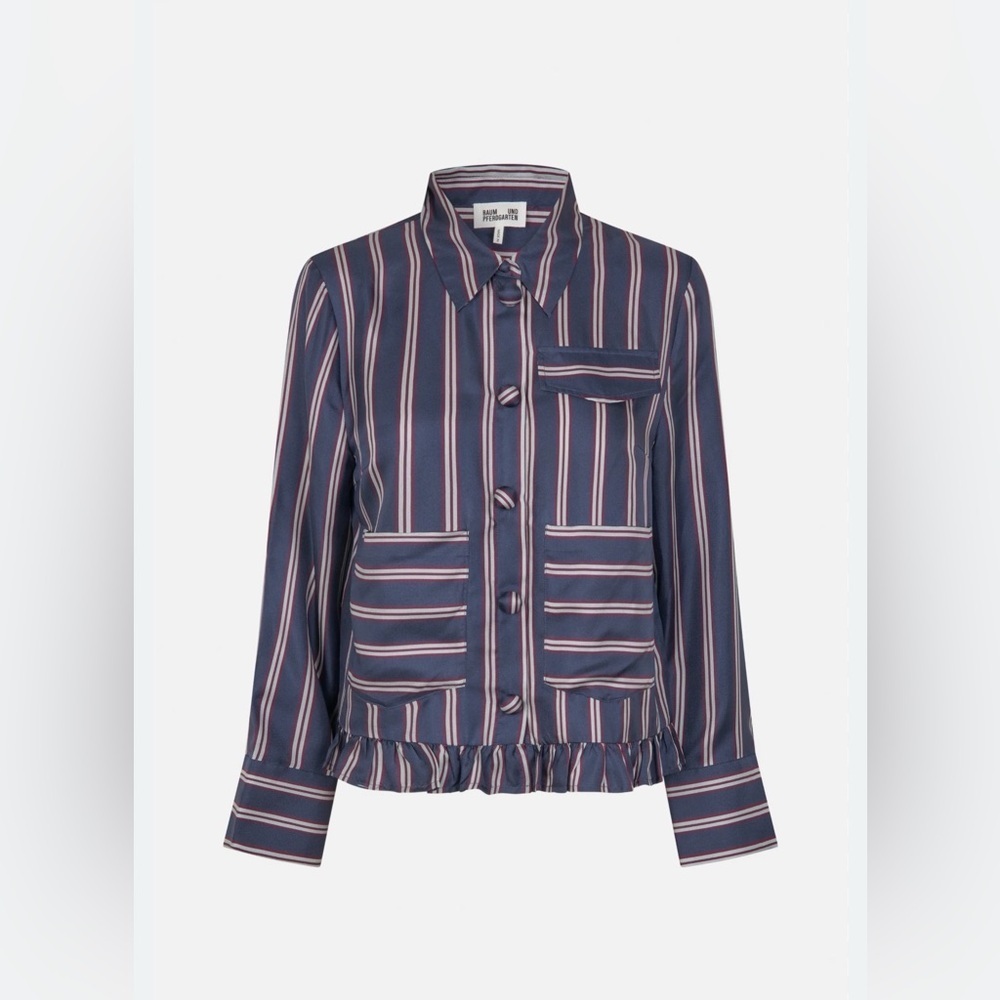 Baum und Pferdgarten Miluna Blouse Navy Plum Button Down Silk Shirt - Picture 2 of 4